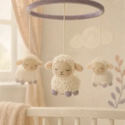 Soft Morning Light Church Nursery Lamb Mobile