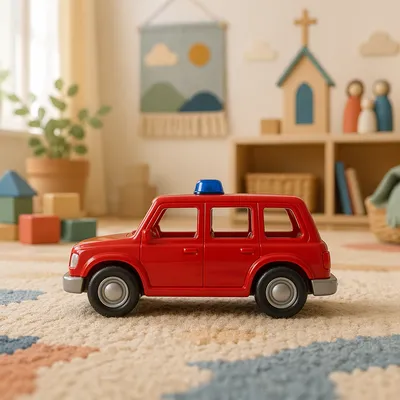 Red Toy Rescue Car in Church Nursery