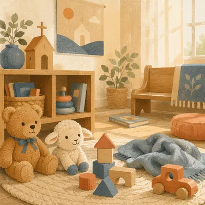 Peaceful Church Nursery with Soft Toys