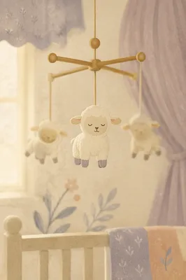 Soft Morning Lamb Mobile in Church Nursery