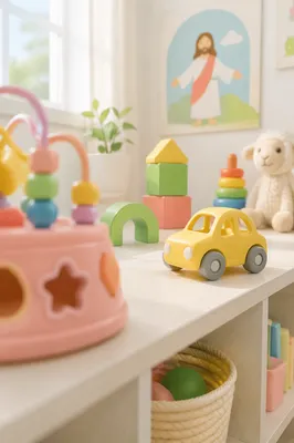 Cheerful Church Nursery Toy Shelf