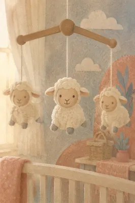 Soft Light Church Nursery Lamb Mobile