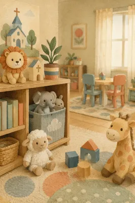 Peaceful Church Nursery with Soft Toys