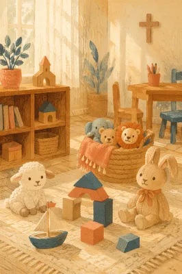 Peaceful Church Nursery with Soft Toys