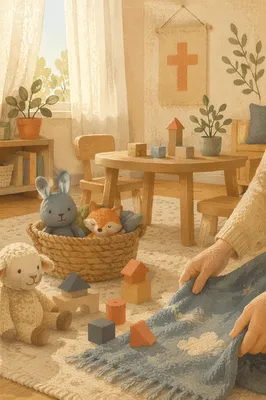 Peaceful Church Nursery with Wooden Toys