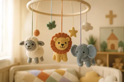 Handmade Church Nursery Mobile in Soft Light