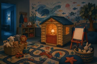Cozy Church Nursery Playroom at Evening