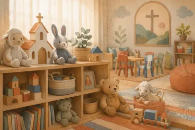 Peaceful Church Nursery with Soft Toys