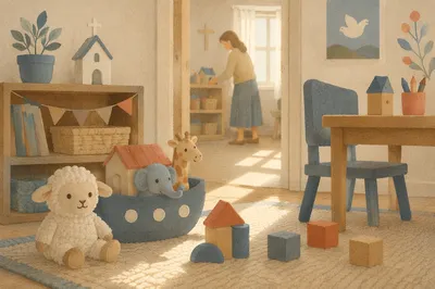 Peaceful Church Nursery with Soft Toys