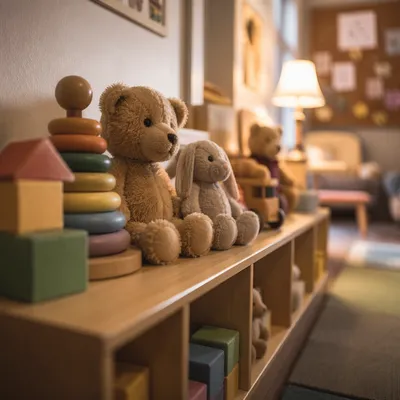 Warm Church Nursery Toys in Soft Light