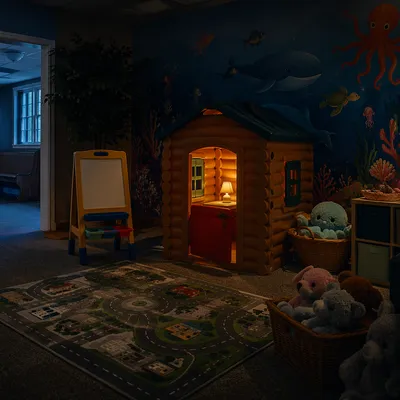 Cozy Church Nursery Playroom at Evening
