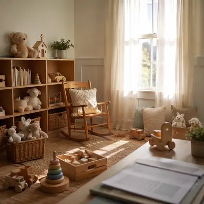 Sunlit Church Nursery with Wooden Toys