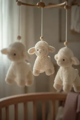 Soft Light Church Nursery Plush Lamb Mobile