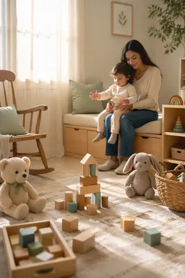 Peaceful Church Nursery with Mother and Toddler