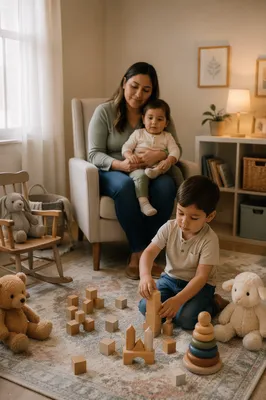 Softly Lit Nursery Corner with Toys