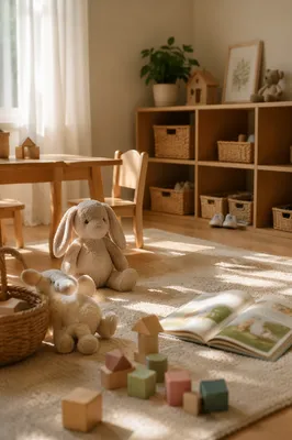 Quiet Church Nursery Toys in Soft Light