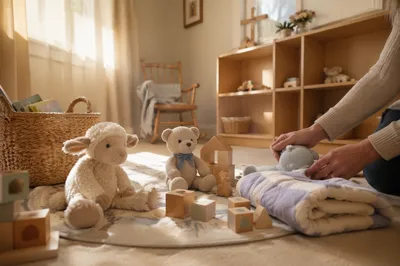Peaceful Church Nursery Toys in Morning Light