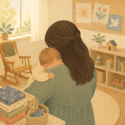 Church Nursery Volunteer Comforting Baby