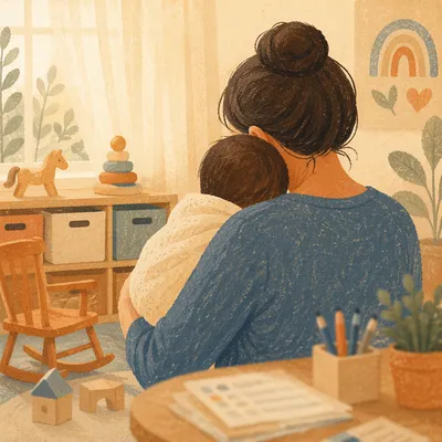 Church Nursery Volunteer Comforting Baby