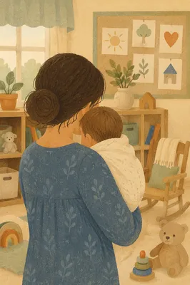 Church Nursery Volunteer Comforting Baby