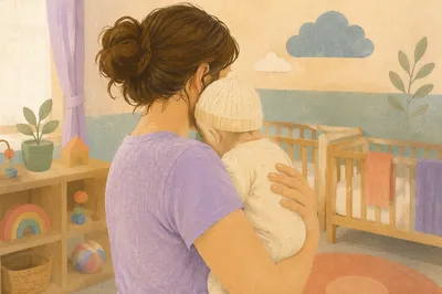 Church Nursery Volunteer Comforting Infant
