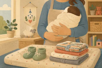 Church Nursery Volunteer Caring for Infant