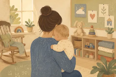 Church Nursery Volunteer Comforting Baby