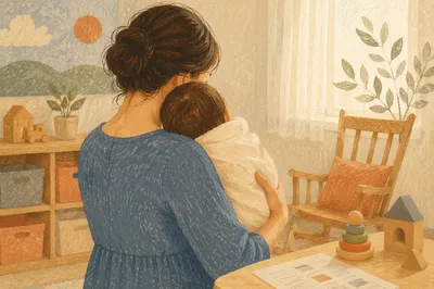 Church Nursery Volunteer Comforting Baby