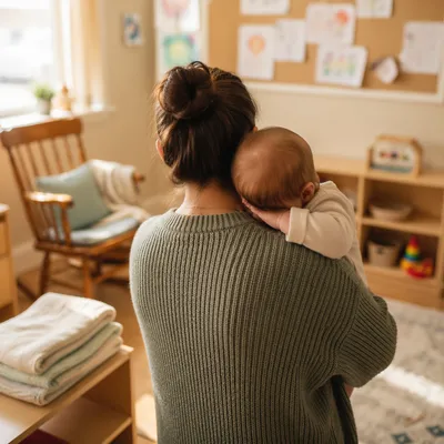 Church Nursery Volunteer Comforting Baby