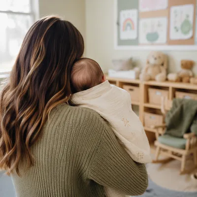 Church Nursery Volunteer Comforting Baby