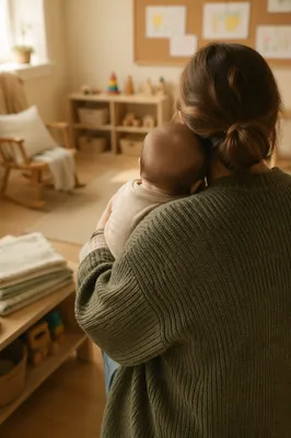 Church Nursery Volunteer Comforting Baby
