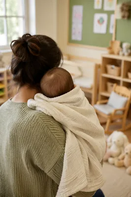 Church Nursery Volunteer Comforting Baby