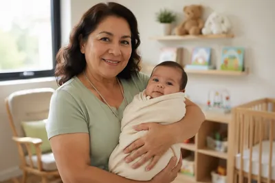 Church Nursery Volunteer Holding Calm Baby