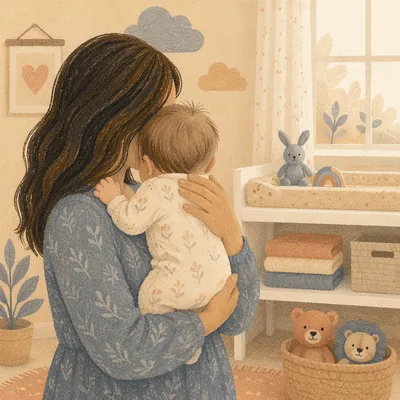 Gentle Church Nursery Volunteer With Infant