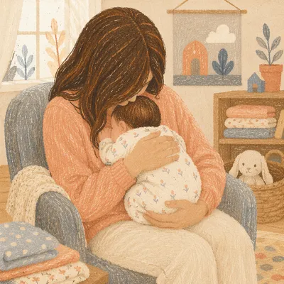 Gentle Church Nursery Volunteer With Baby