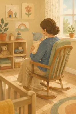 Gentle Church Nursery Volunteer With Baby