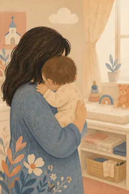 Gentle Church Nursery Volunteer Holding Baby