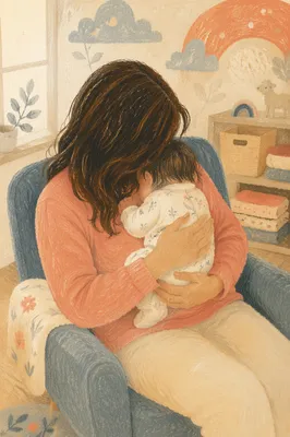 Gentle Church Nursery Volunteer Cradling Baby