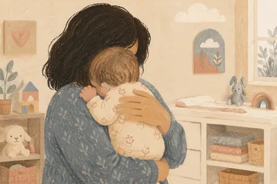 Gentle Church Nursery Volunteer With Infant
