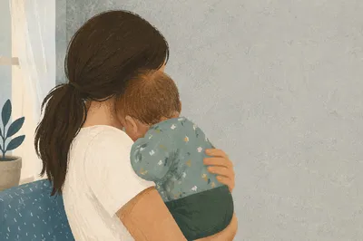 Gentle Church Nursery Volunteer Holding Baby