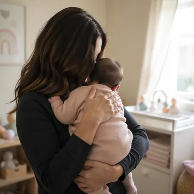 Gentle Church Nursery Volunteer With Infant