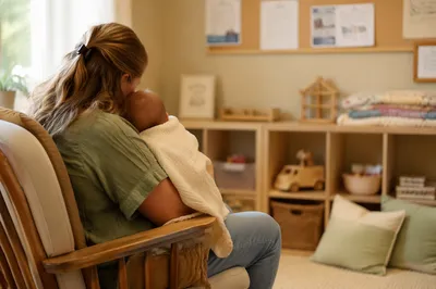 Gentle Church Nursery Volunteer Holding Baby