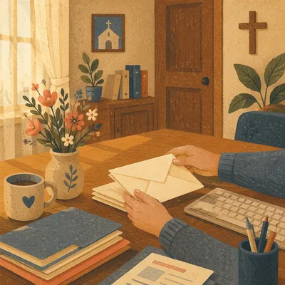 Organized Church Office Secretary Desk Scene