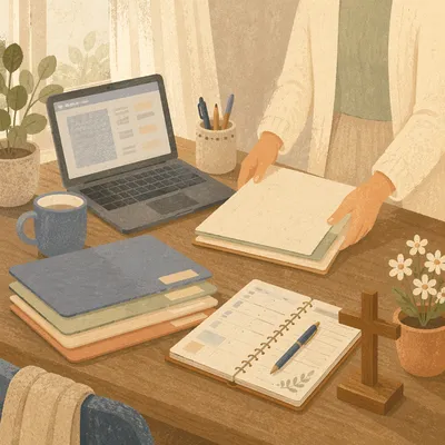 Organized Church Secretary Desk in Morning Light