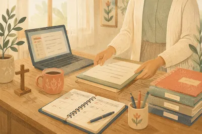 Organized Church Office Secretary Desk Scene