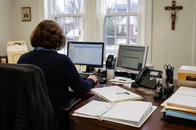 Organized Church Office Secretary Desk Scene