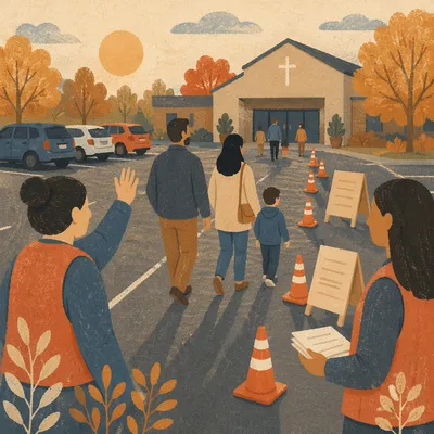 Church Parking Lot Welcome Team Morning