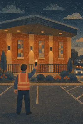 Church Parking Volunteer Guiding Evening Traffic