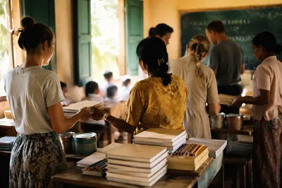 Church Volunteers Supporting Rural School Classroom