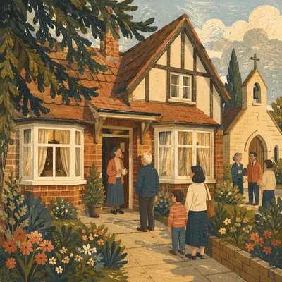 Welcoming Parish House in Afternoon Sunlight